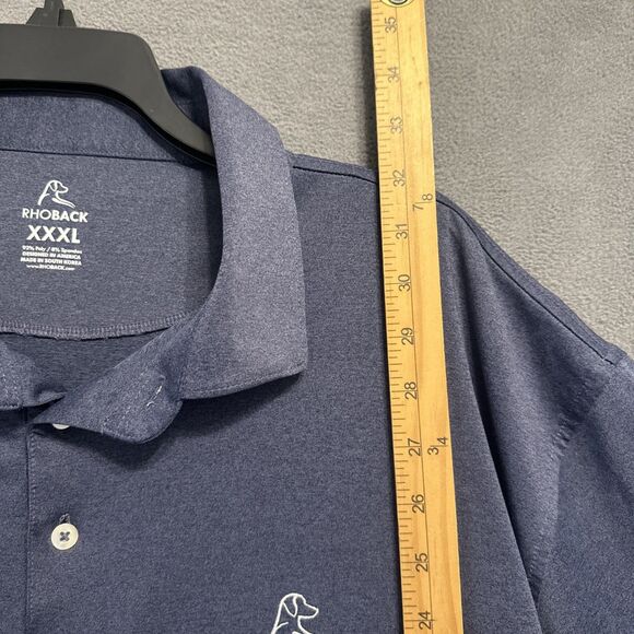 Rhoback Performance Polo Mens XXXL 3XL Solid Blue Heathered Golf Active - Picture 8 of 9